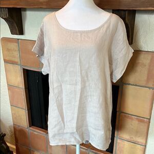 Terzo Millennio Oatmeal Linen Top, size M